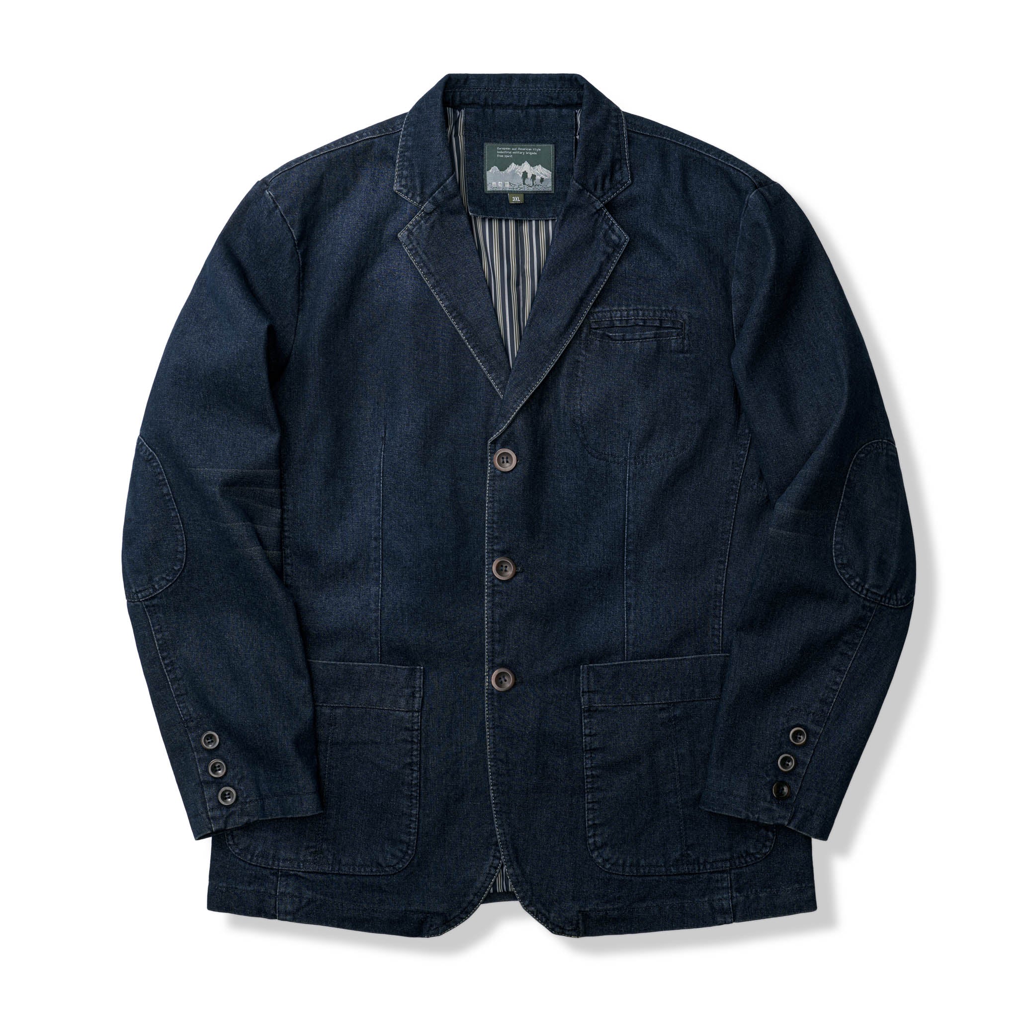 裏マルチストライプ柄 デニムブレザージャケット