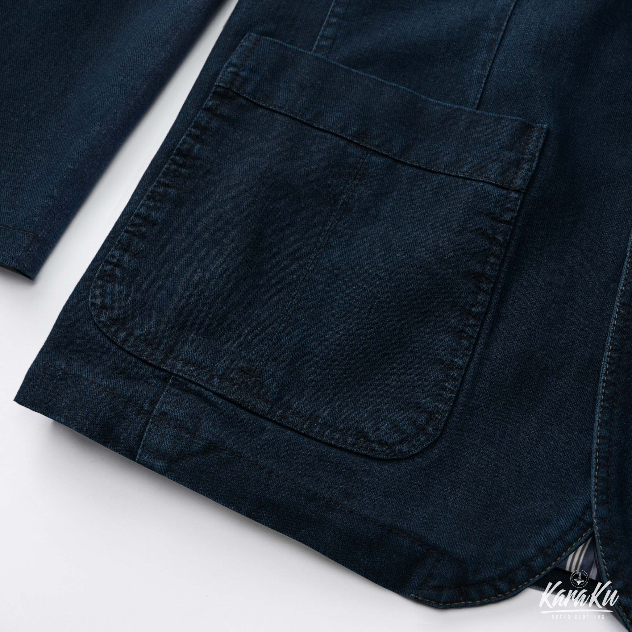 裏マルチストライプ柄 デニムブレザージャケット