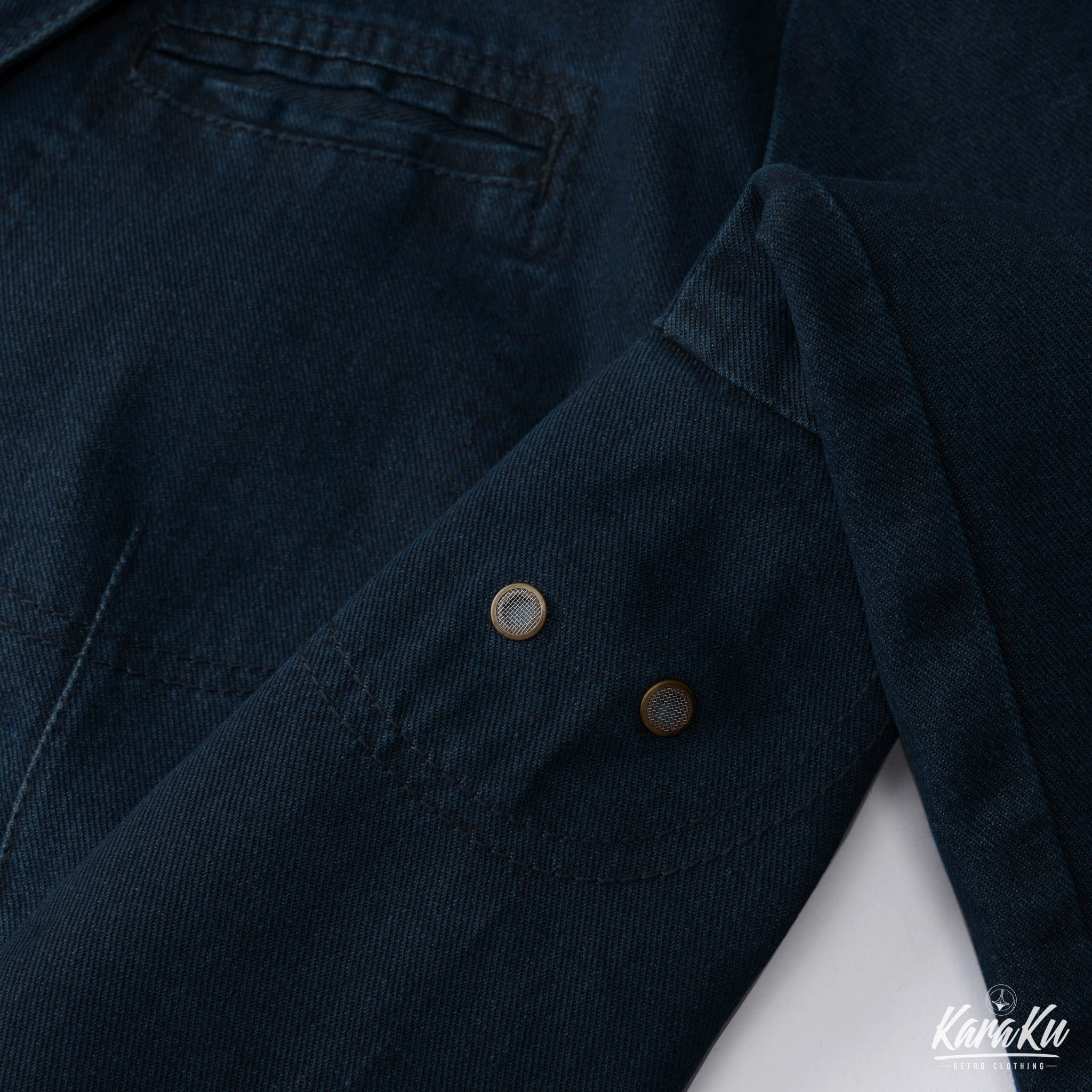 裏マルチストライプ柄 デニムブレザージャケット