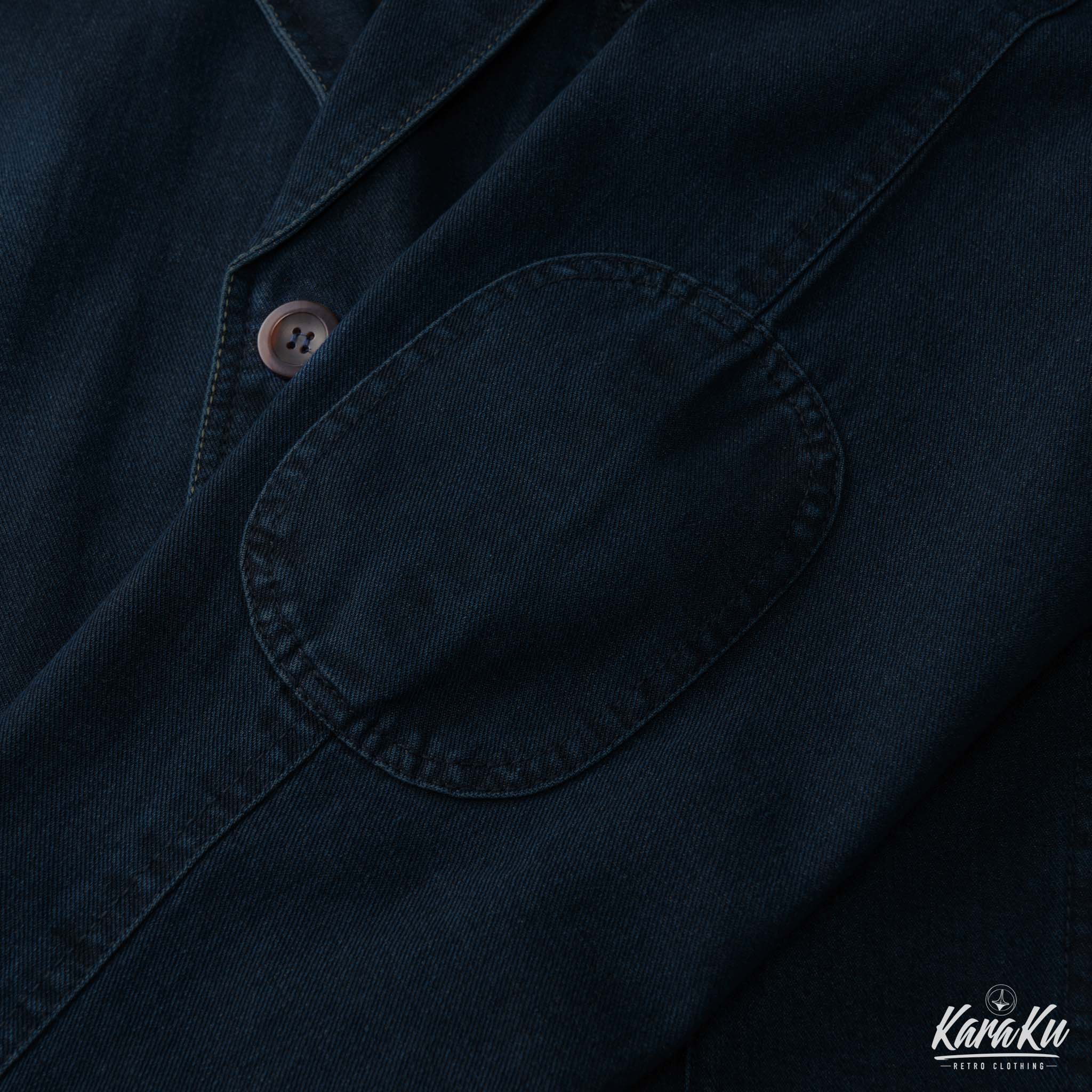 裏マルチストライプ柄 デニムブレザージャケット