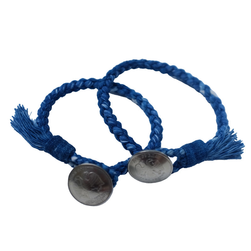Concho Button Plant Aizome Cotton Bracelet