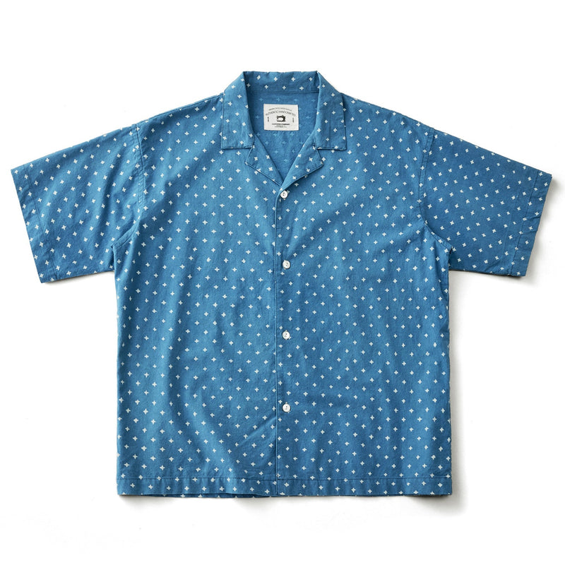 Aizome star sand and milky way pattern Cuban shirt