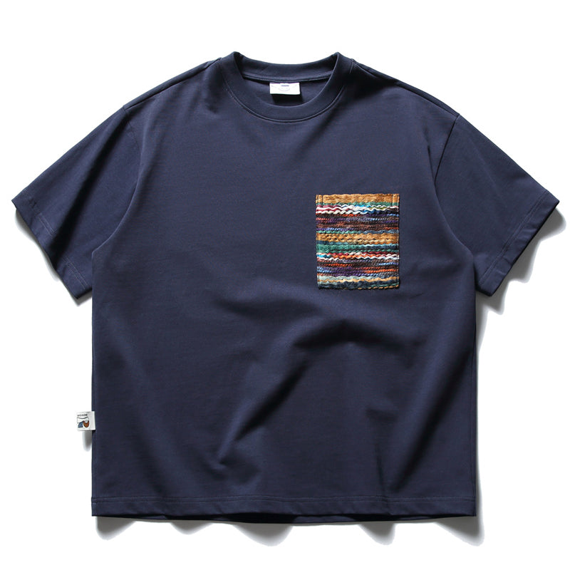Ethnic weave pocket cotton t-shirt
