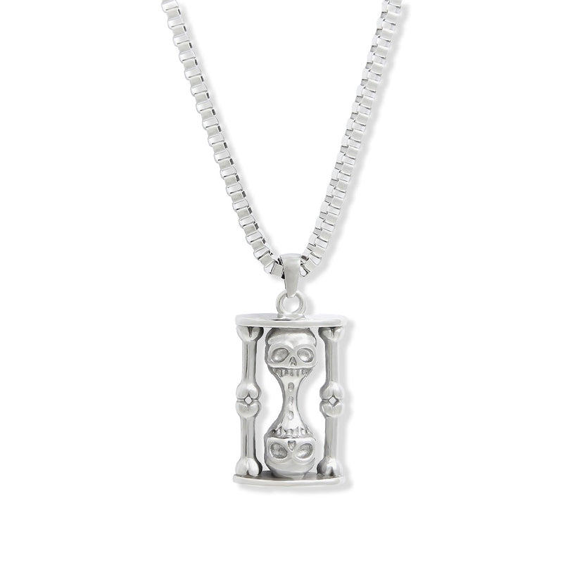 Titanium Steel Skull Hourglass Pendant