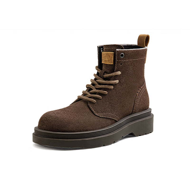 「workwear」Suede block heel high cut work boots