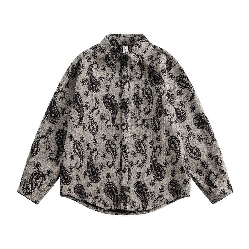 Paisley pattern wool blend tweed shirt