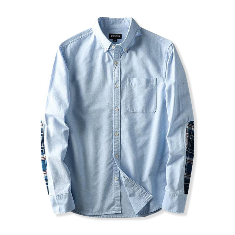 Ethnic &amp; Check Applique Washed Cotton Oxford Long Sleeve Shirt