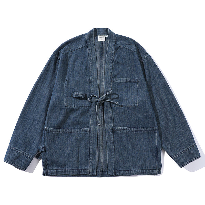 Washing treatment pen loop improved denim hanten (half coat)