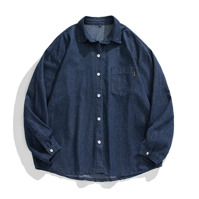 Loose fit washed denim long sleeve shirt (unisex)