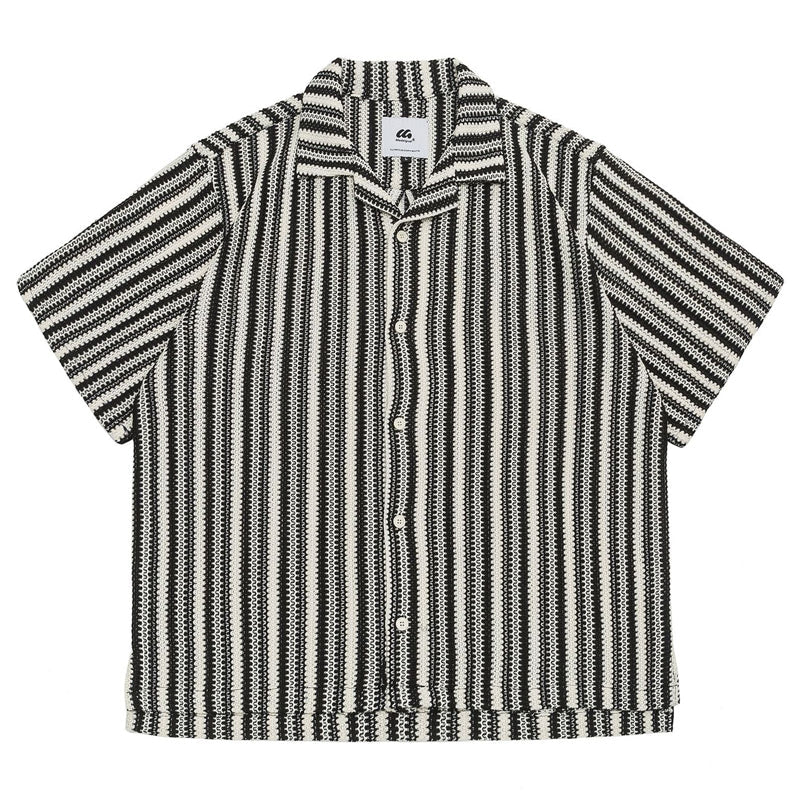 Knitted Striped Cuban Collar Shirt