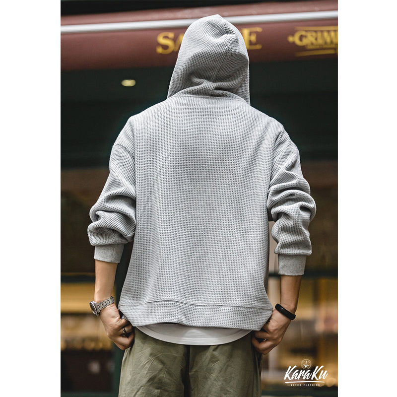 Hooded waffle knit cardigan – Karaku KR