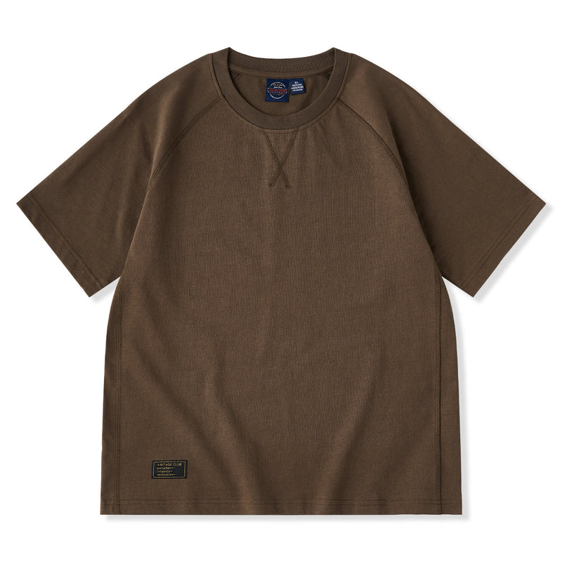 CLEAN FIT V거셋 래글런 슬리브 코튼 라운드 Tee