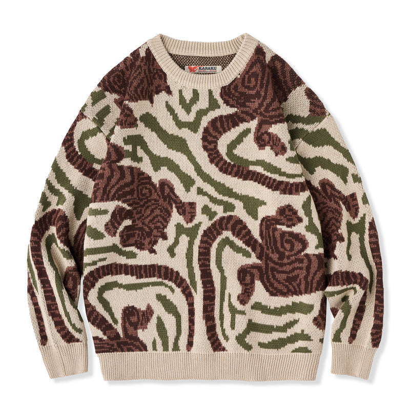 "Jungle &amp; Tiger" Jacquard Knit Sweater