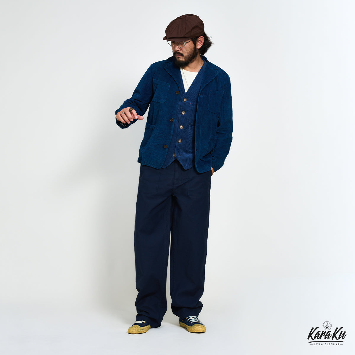 Corduroy aizome vintage french work jacket – Karaku KR