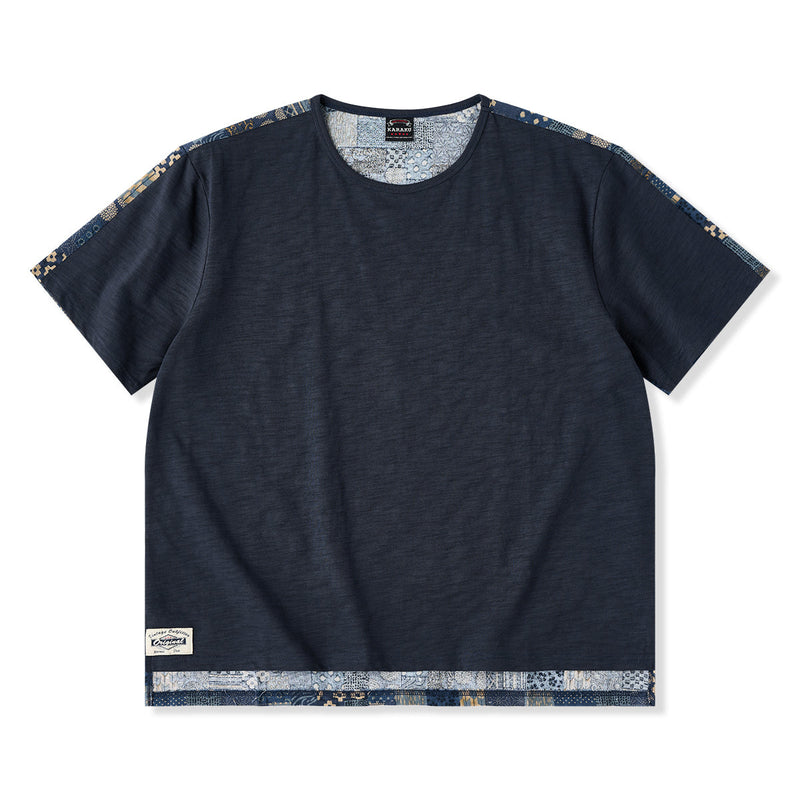 【Pre-order】Back Japanese Traditional Pattern Patchwork T-shirt