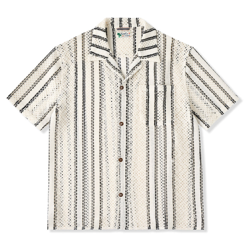 Chain Stripe Pattern Transparent Piece Cuban Shirt